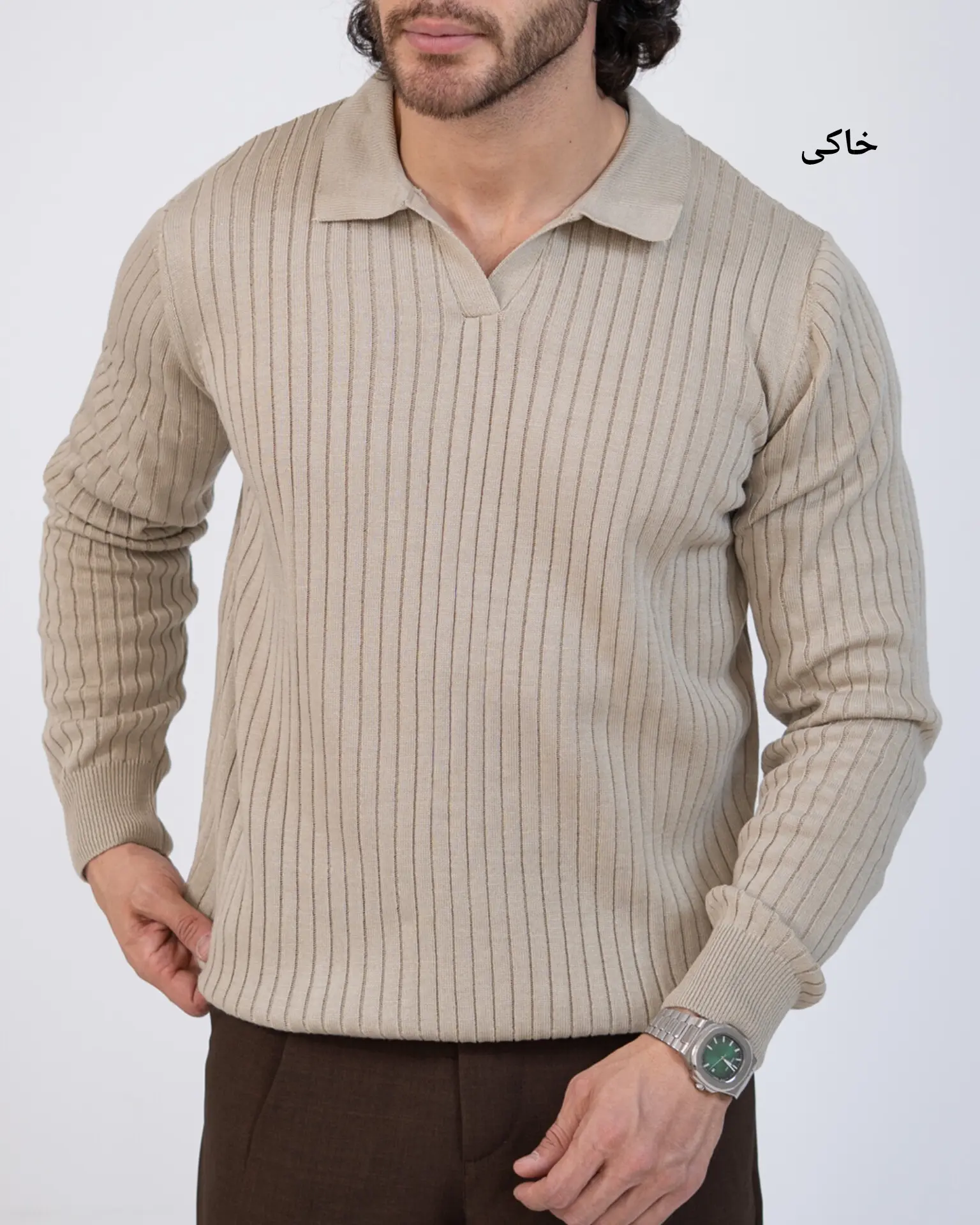 پولوشرت یقه شکاری بافت-کد5483